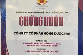 NÔNG DƯỢC HAI - ĐẠT DANH HIỆU HÀNG VIỆT NAM CHẤT LƯỢNG CAO NĂM 2022